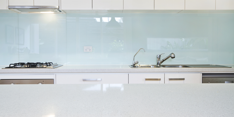 White Glass Splashback Kitchen