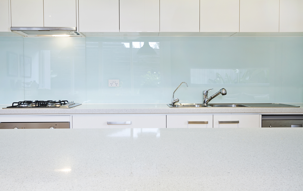 White Glass Splashback Kitchen