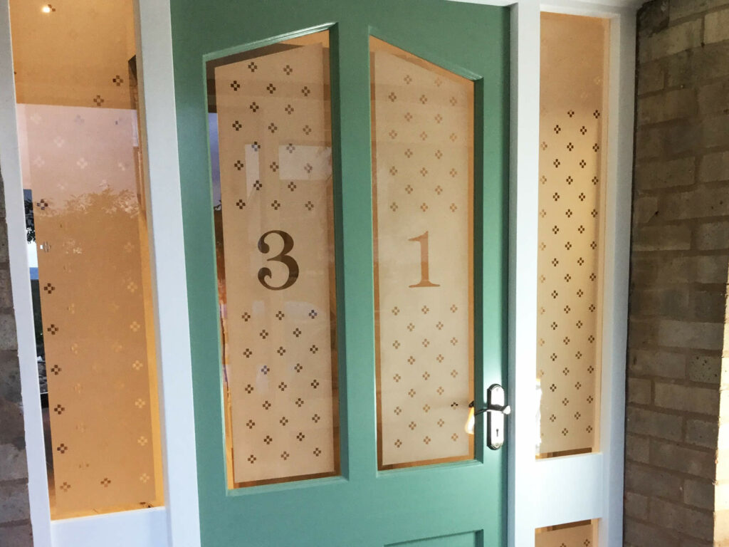 frosted glass front door